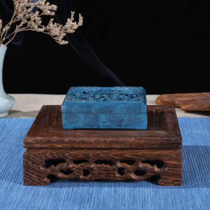 Auspicious Clouds Square-Shaped Pure Copper Incense Burner Set NewZen