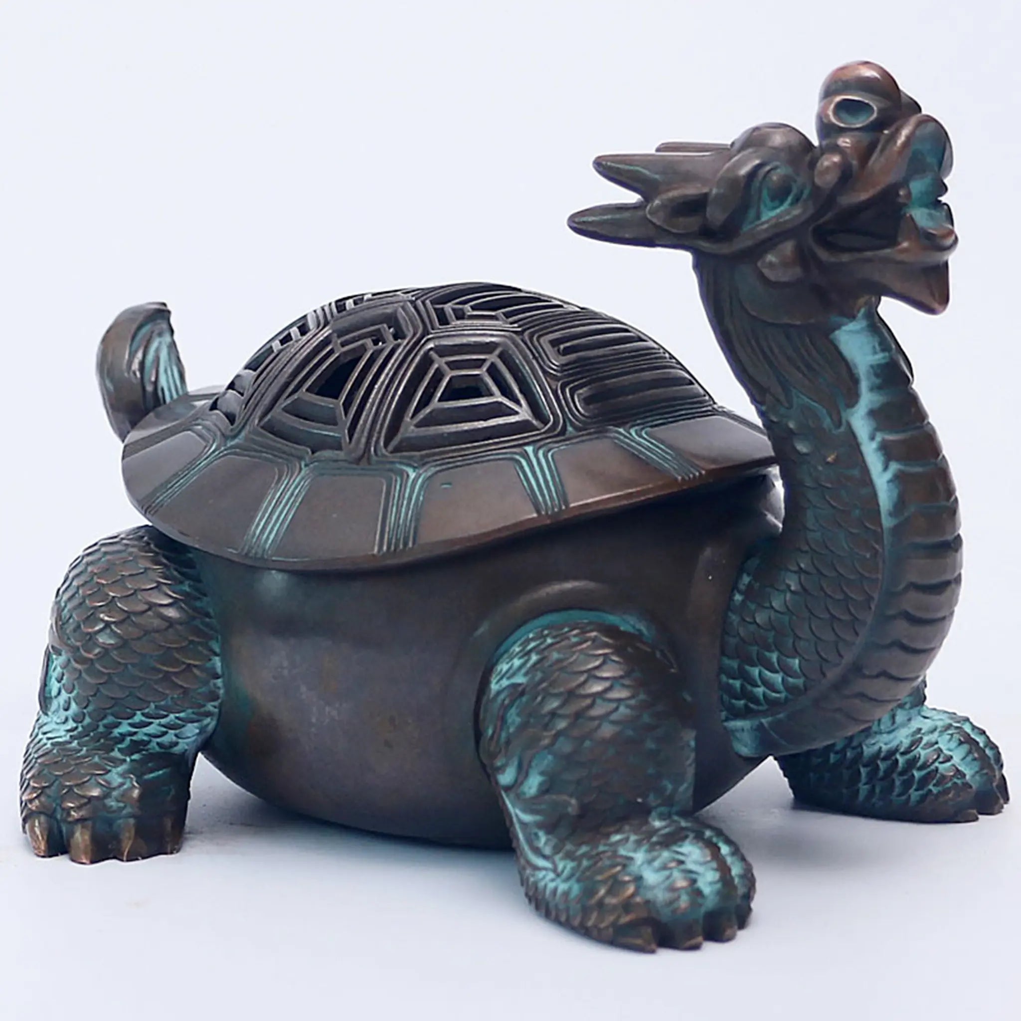 Chinese Dragon Turtle Metal Incense Burner NewZen