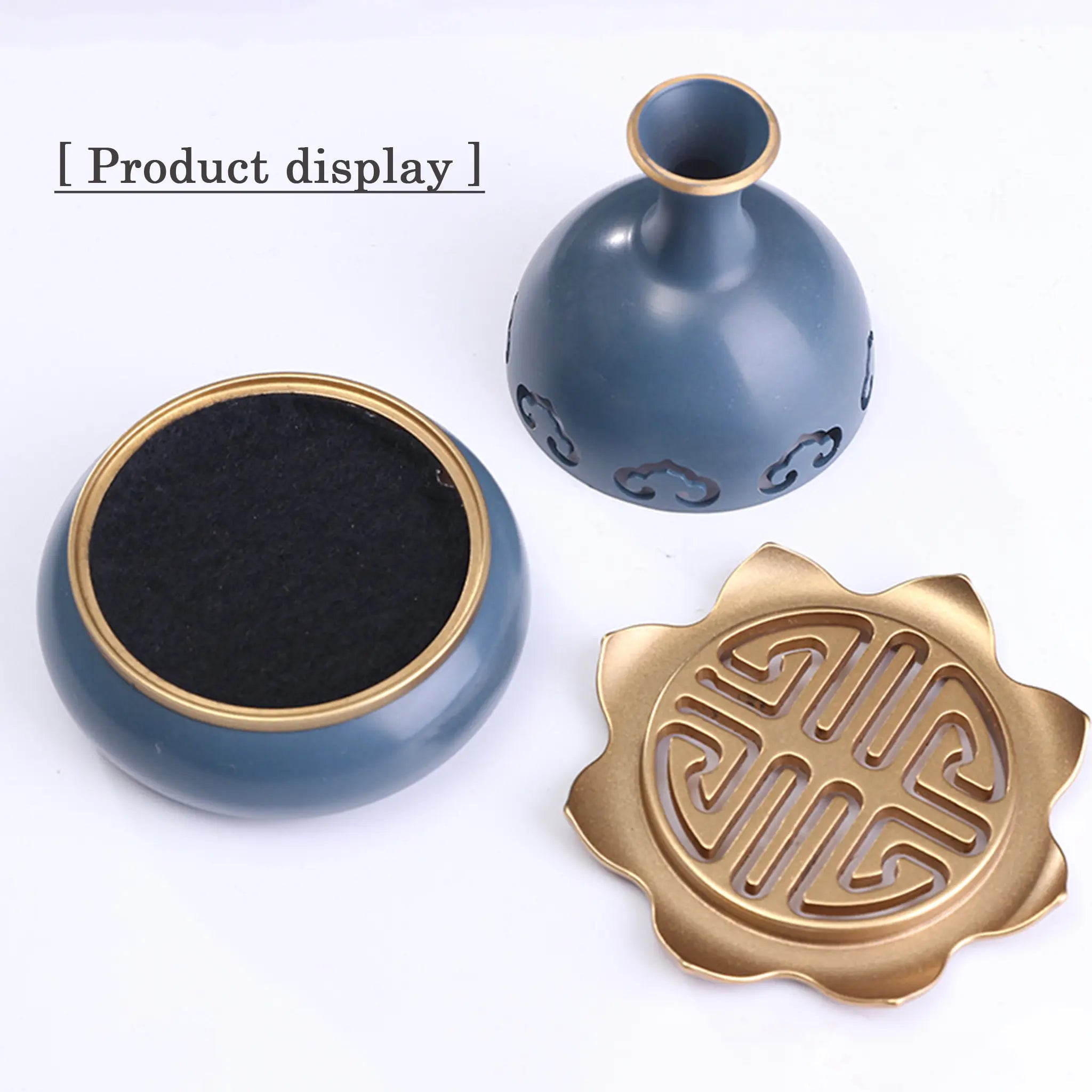 Gourd-Shaped Blue Carving Brass Incense Burner NewZen