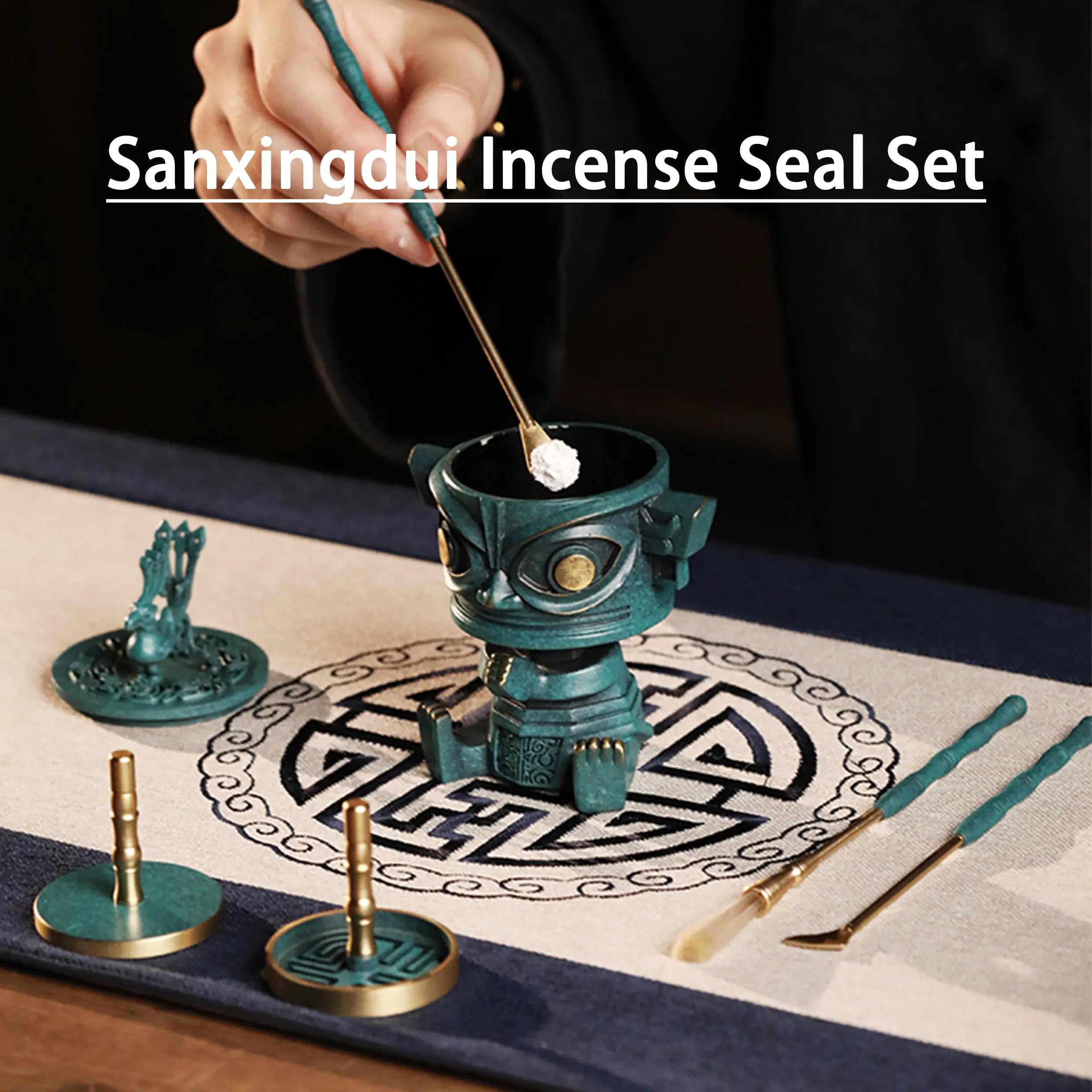 "SanXingDui"Incense Seal Set Brass Incense Burner Set NewZen