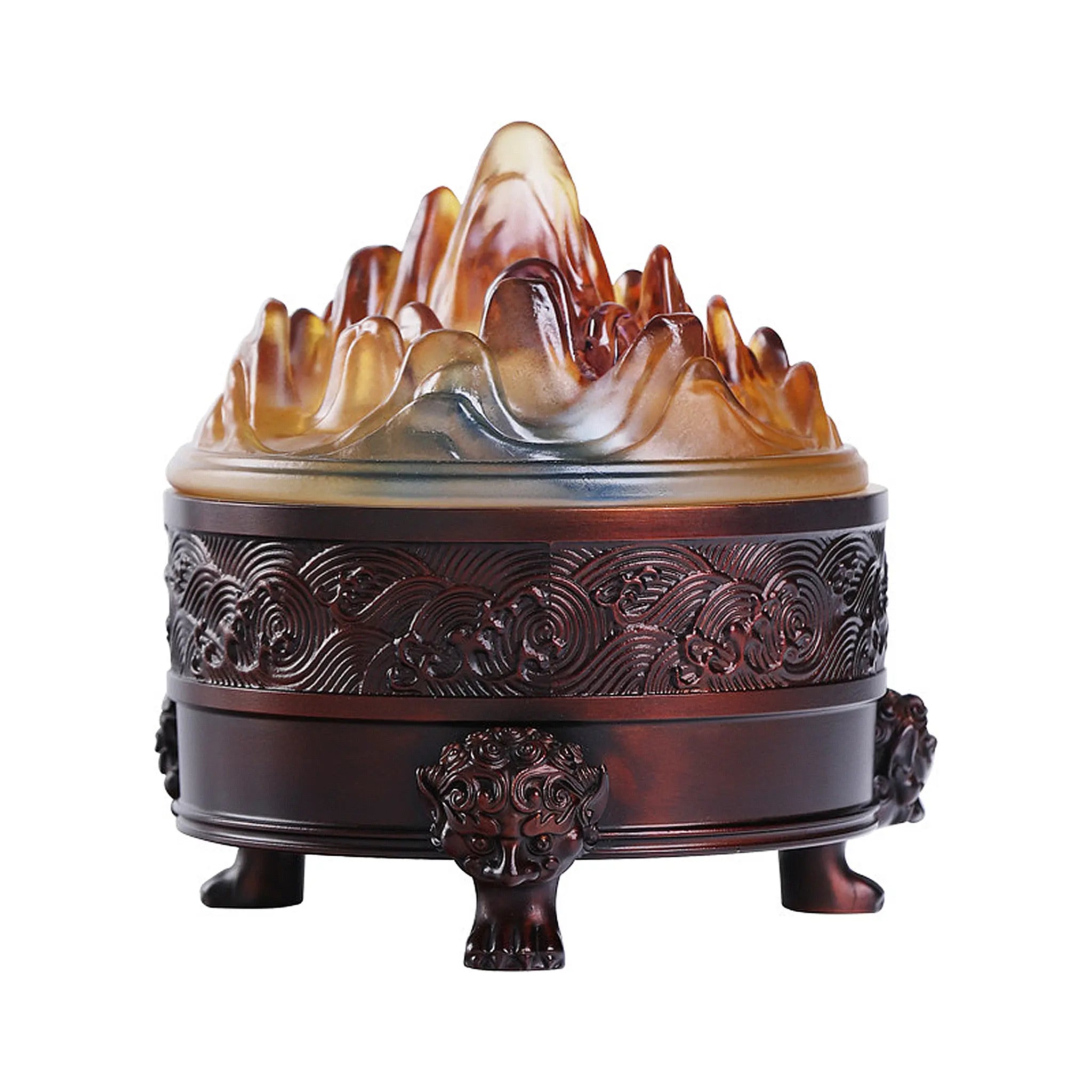 Three-Legged Suanni Brass and Glazed Boshan Incense Burner NewZen